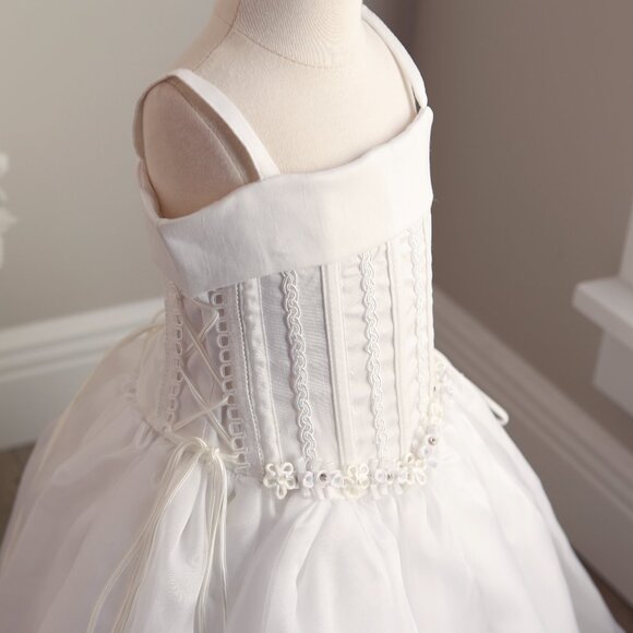White Flower Girl Dress Formal Special Occasion Princess Gown RARE ITEM UNIQUE - Picture 7 of 12